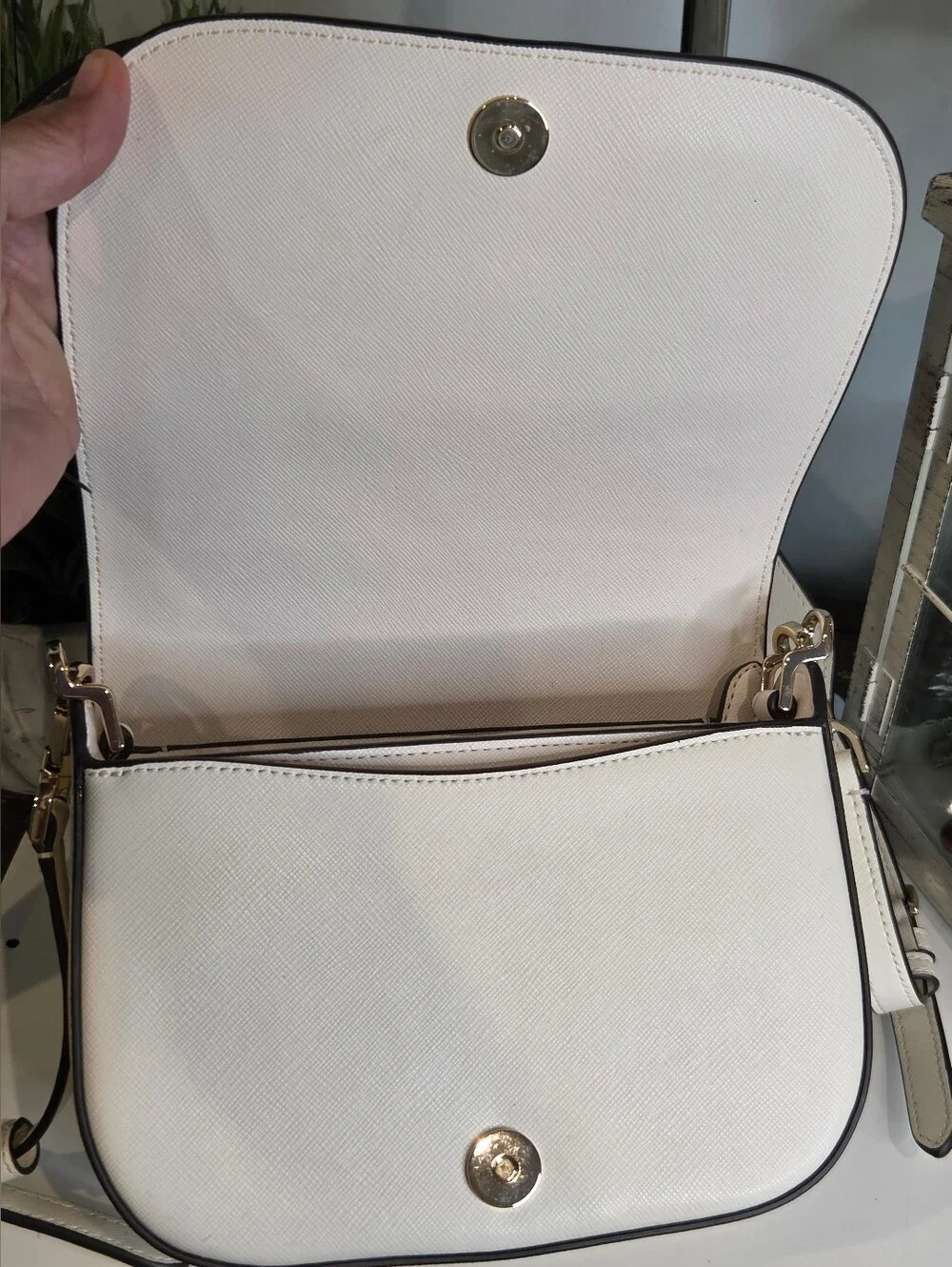 Kate Spade Madison Saffiano Leather Studded Saddle Bag Meringue